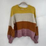 Madewell Wool Blend Striped Sweater Women Small Multicolor Balloon Sleeve Alpaca Photo 1