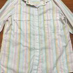 Diane Von Furstenberg  VINTAGE PEARL SNAP STRIPED Button Up size 12 made in Italy Photo 1