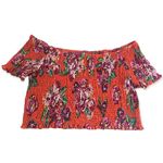 Xhilaration Women's Floral Elastic Smocked Stretch Off Shoulder Crop Top Photo 0