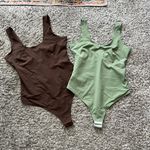 Pinsy Green Brown Scoop Tank Hourglass Shapewear Thong Bodysuits Women Size XL Photo 1