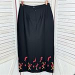 British Khaki Beaded Floral Botton Twill Pencil Maxi Skirt Black 10 Photo 8