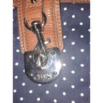 CHAPS Blue with White Polka Dot Crossbody Purse with Leather Accents Photo 1