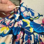 Paco Rabanne Floral Pansy Button Up Mock Neck Peplum Blouse $800 40 8 Blue Photo 3