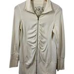 Love by Design Jacket Women M Cream Gold Metallic Graphic Long Line Y2K Spring Photo 0