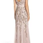 Adrianna Papell  Icy Lilac Beaded Illusion Yoke Gown Formal Dress Photo 1
