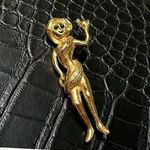 Biblical Eve With An Apple Forbidden Fruit Brooch Pin Gold Tone Religious Figure Photo 0