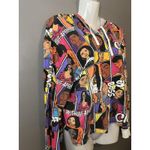 On Fire Hoodie Sweatshirt Womens XL Multicolor Comic Graphic Patchwork Crop Photo 2