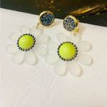 Floral Drop Earrings in White and Yellow Photo 1