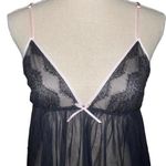 Victoria's Secret  Sheer Lace Babydoll  2 Pc Set Black Pink Size Small Photo 1