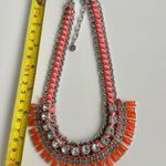 Loft Ann Taylor Rhinestone Pink Orange Summer neon silver necklace Photo 2