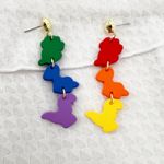 Cute Colorful Kawaii Dinosaur Earrings , Dinosaur Dangle earrings, Dinosaur Photo 1