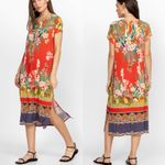 Johnny Was  Rapsodia Maxi Henley Dress Multicolor Floral M Red Green Blue Cream Photo 1