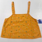 Abound New  Floral Print Linen Blend Square Neck Cropped Tank Top Orange Photo 8