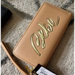 Bebe Gianna Zip Around Wristlet in Tan Pebbled Vegan Saffiano 4” x 7.5” x 1.5” Photo 9