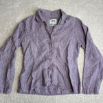 Flax Women's  Small Petite Purple Button 100% Linen Long Sleeve Photo 0