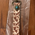 Free People Leopard Print Keychain with Turquoise Accent Brown Photo 0