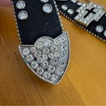 Nocona leather rhinestone hearts crosses belt size large Black Photo 4