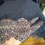 Elie Tahari  Samiyah Floral Embellished Collar Navy Pleated Cocktail Dress Size 6 Photo 4