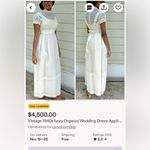 Vintage 1940s Ivory Organza Wedding Dress Appliqué Lace Antique Wedding Photo 15