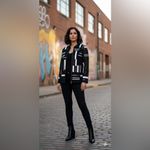 Berek‎ art To wear mesh zip front Jacket with faux leather patchwork size small Black Photo 1