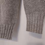 Gray Knit Embroidered Lace Sheer Long Sleeve Crew Neck Pullover Cozy Sweater Blue Photo 1