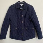 Croft & Barrow women’s classic navy blue quilted button jacket coat, size XS Photo 0