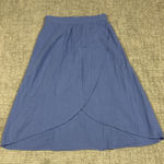 Pact  Skirt Womens Medium Coastal Gauze Faux Wrap Pockets Summer Periwinkle Photo 0