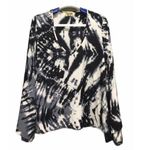 Show Me Your Mumu  Size Small Tie Dye Black White Bell Sleeves V-Neck Tunic Top Photo 0