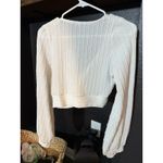 Crop Top White Wrap Medium Boho Peasant‎ Long Sleeve V Photo 3