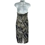 Christian LaCroix  Black Beige Palm Frond Leaf Satin Halter Dress size S NEW Tags Photo 3