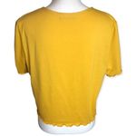 SheIn Curve Mustard Drawstring Front Short Sleeve Blouse Photo 81
