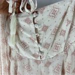 Free People  Cream & Pink Geometric Patterned‎ Chiffon Balloon Sleeves Mini Dress Photo 4