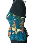 Patrons of Peace Cinched Teal Floral Halter Top - Small Photo 2