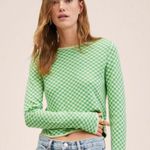 Mango NWT Checks knitted sweater Green Shimmery Small y2k Photo 2