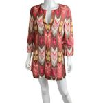 Tory Burch ‎ Tunic Top Dress Ikat Geometric Print 3/4 Sleeve Colorful Linen 10 Photo 1