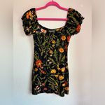 Urban Outfitters Ella Black Floral Ruffle Sleeve Bodycon Stretch Mini Dress M Photo 2