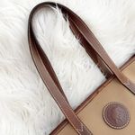 HUNTING WORLD | Canvas Leather Tote Bag Zipper Top Taupe Tan Brown Trapeze Photo 3