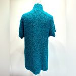 Chico's Chico’s Turquoise Black & Metallic Knit Open Front Short Sleeve Cardigan 1/M Photo 3