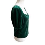 Rachel Roy Green Velvet Puff Sleeve Blouse Size Medium Sweetheart Neckline Photo 2