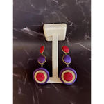 Funky Purple & Red Drop Earrings with a Blingy Twist Photo 1