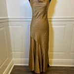 NWT Bonheur D’Amour Cowl Neck Mermaid Slip Dress Maxi Bias Cut Sz S Gold Photo 3