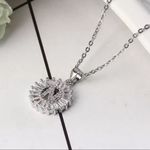 Silver Initial Crystal Pendant Necklace A Photo 4