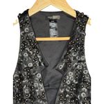 Bisou Bisou Black Sequin Embellished Beaded Vest Tie Back Y2K Goth Size Small Photo 2