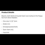 Steve Madden NEW Flopy Beach Sun Hat Shell Trim Boho Women's Photo 5