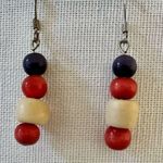 Red purple tan beaded earrings Photo 0