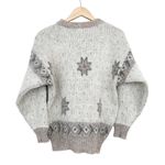 Vintage Alafoss Icewool Cream Tan Star Print Swater Sz M Size M Photo 3