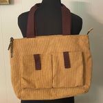 Y2K Academia Preppy Back to School Corduroy Brown Messenger Bag Full Zip Closure Photo 0