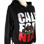 On Fire Brand California Grizzly Bear Hoodie Black Red White Long Sleeve Top Photo 1