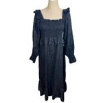 Frances Hart Maternity Maxine Smocked 100% Linen Ruffled Midi Dress Black Size undefined Photo 2