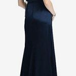 NWT Dessy Collection Cap Sleeve Blouson Faux Wrap Maxi Dress Midnight Navy Blue Size 0 Photo 1